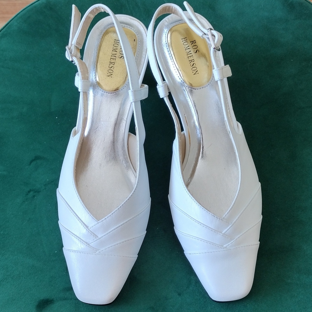 Elegant White Slingback Heels Classic Dress Shoes